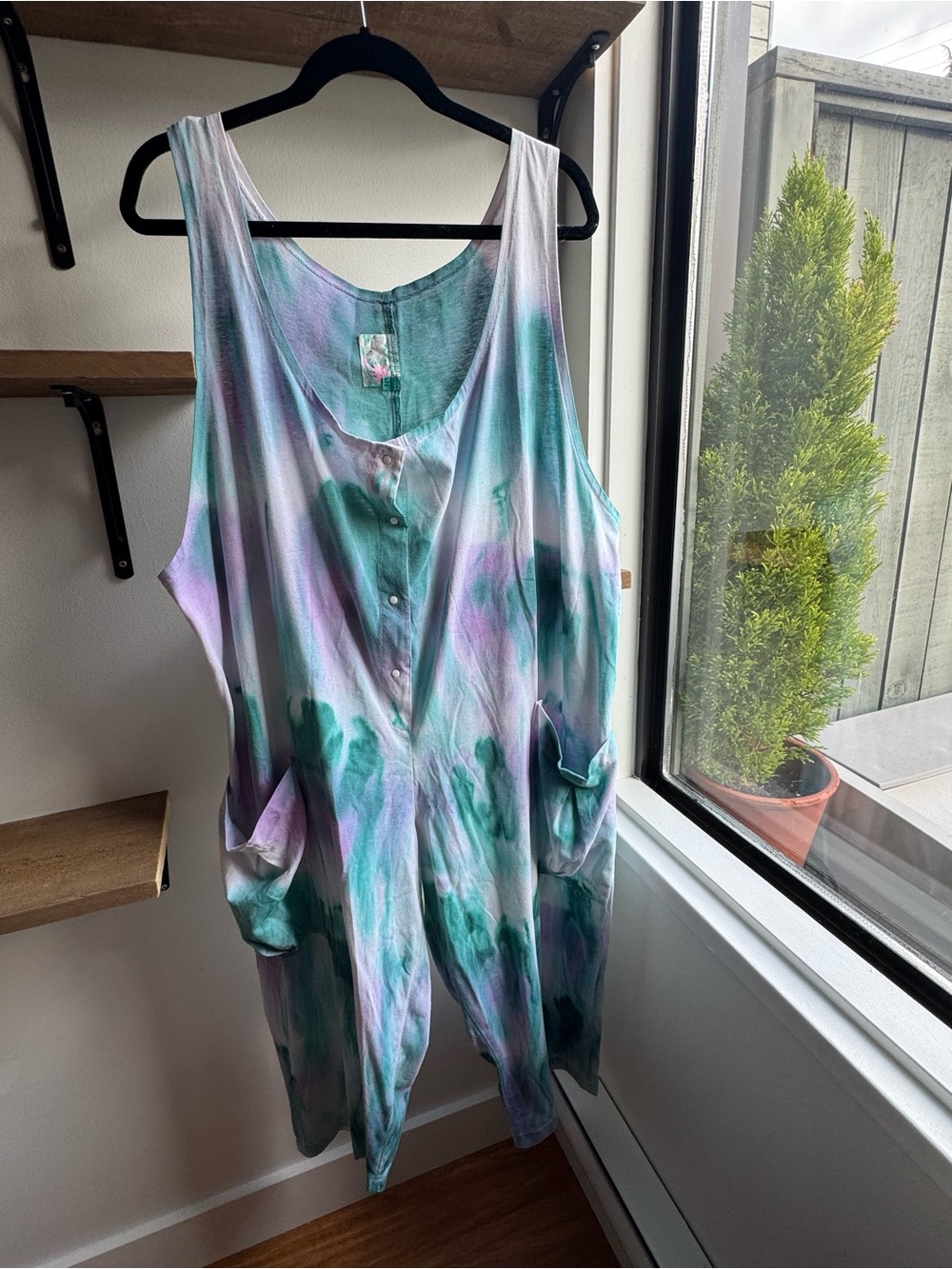 Teal and Pink Tie-Dye Casual Romper